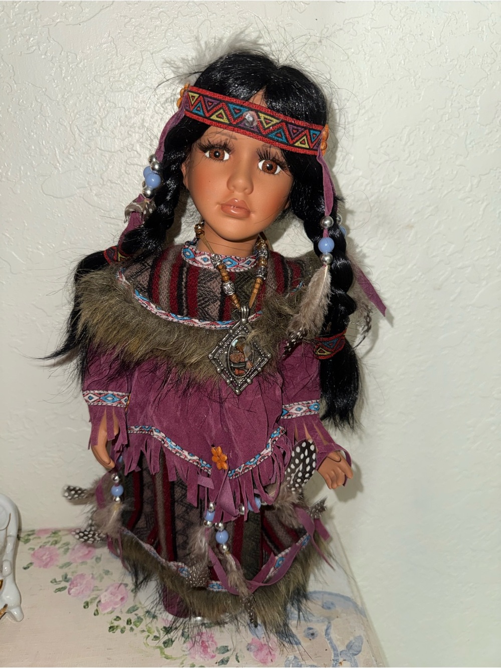 Handmade Style Purple Native-Inspired Doll for Kids